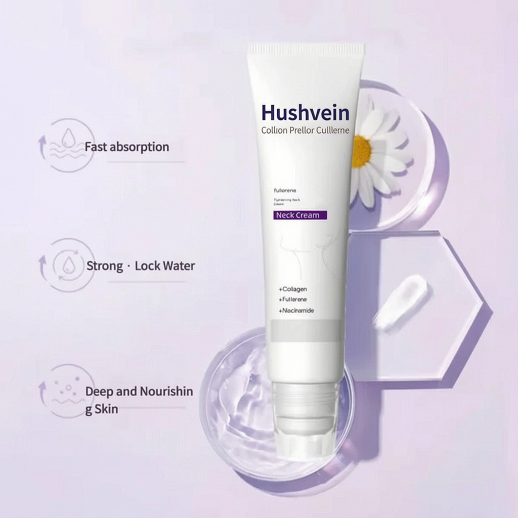 Hushvein Roller Massage Neck Cream Collagen & Hyaluronic Acid | Firms Neck, Reduces Wrinkles