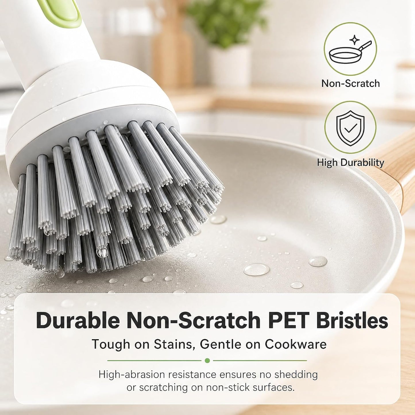 360° Rotating Dish Brush with Soap Dispenser – Non-Slip Long-Handle Kitchen Cleaning Brush