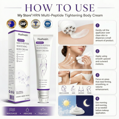 Hushvein® Multi-Peptide Massaging Body Roller Cream- Anti-aging, Hydrating, Skin Firming & Lifting, Skin Repair, Even Tone, Acne and Dark Spot Treatment, Wart and Mole Removal, and Psoriasis Relief.