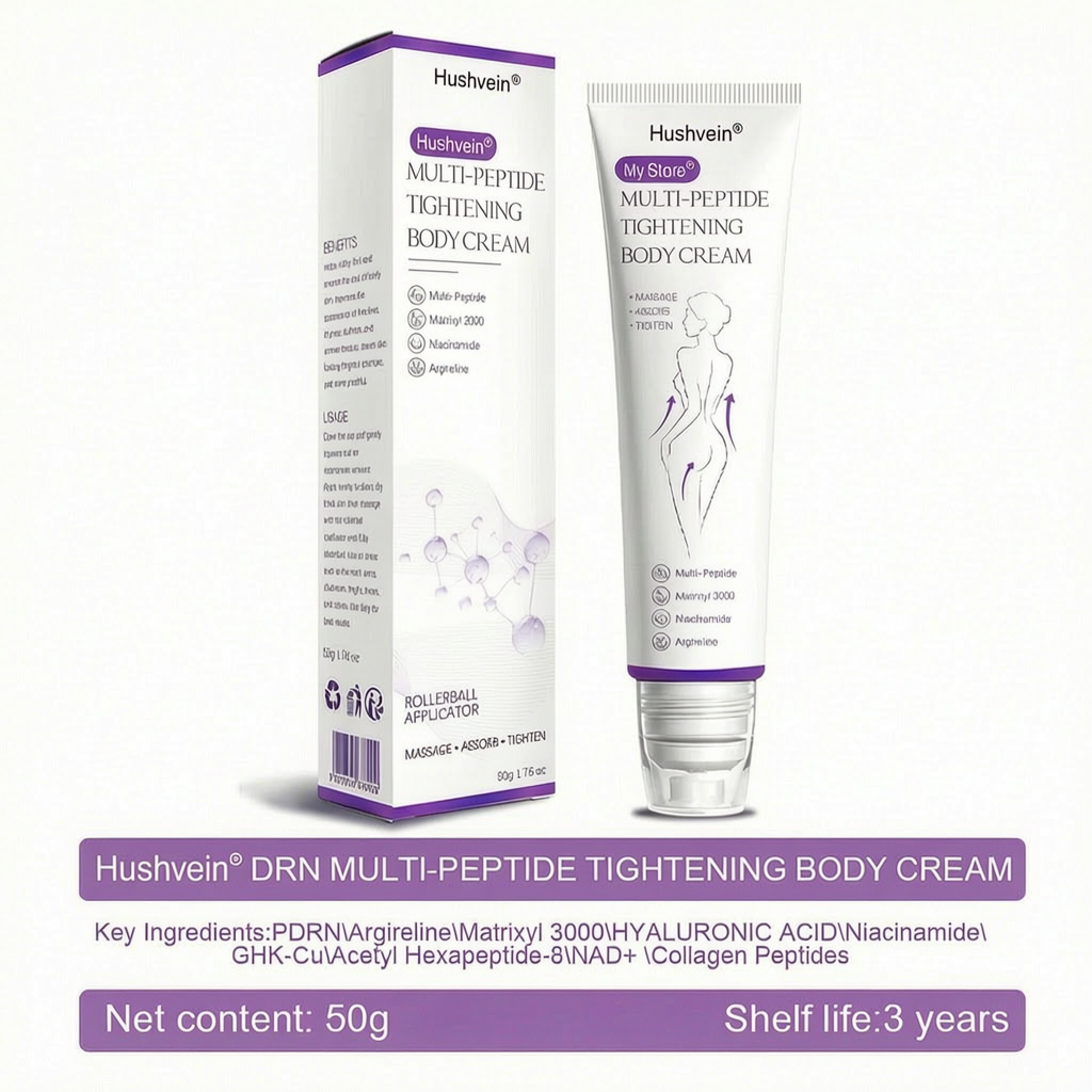 Hushvein® Multi-Peptide Massaging Body Roller Cream- Anti-aging, Hydrating, Skin Firming & Lifting, Skin Repair, Even Tone, Acne and Dark Spot Treatment, Wart and Mole Removal, and Psoriasis Relief.