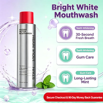 Hushvein Bright White Mouthwash——FDA-approved，Gentle whitening & revealing your brighter smile.