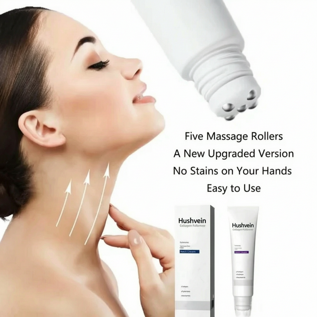 Roller Massage Neck Cream 🧴 Collagen & Hyaluronic Acid | Firms Neck, Reduces Wrinkles & Double Chin