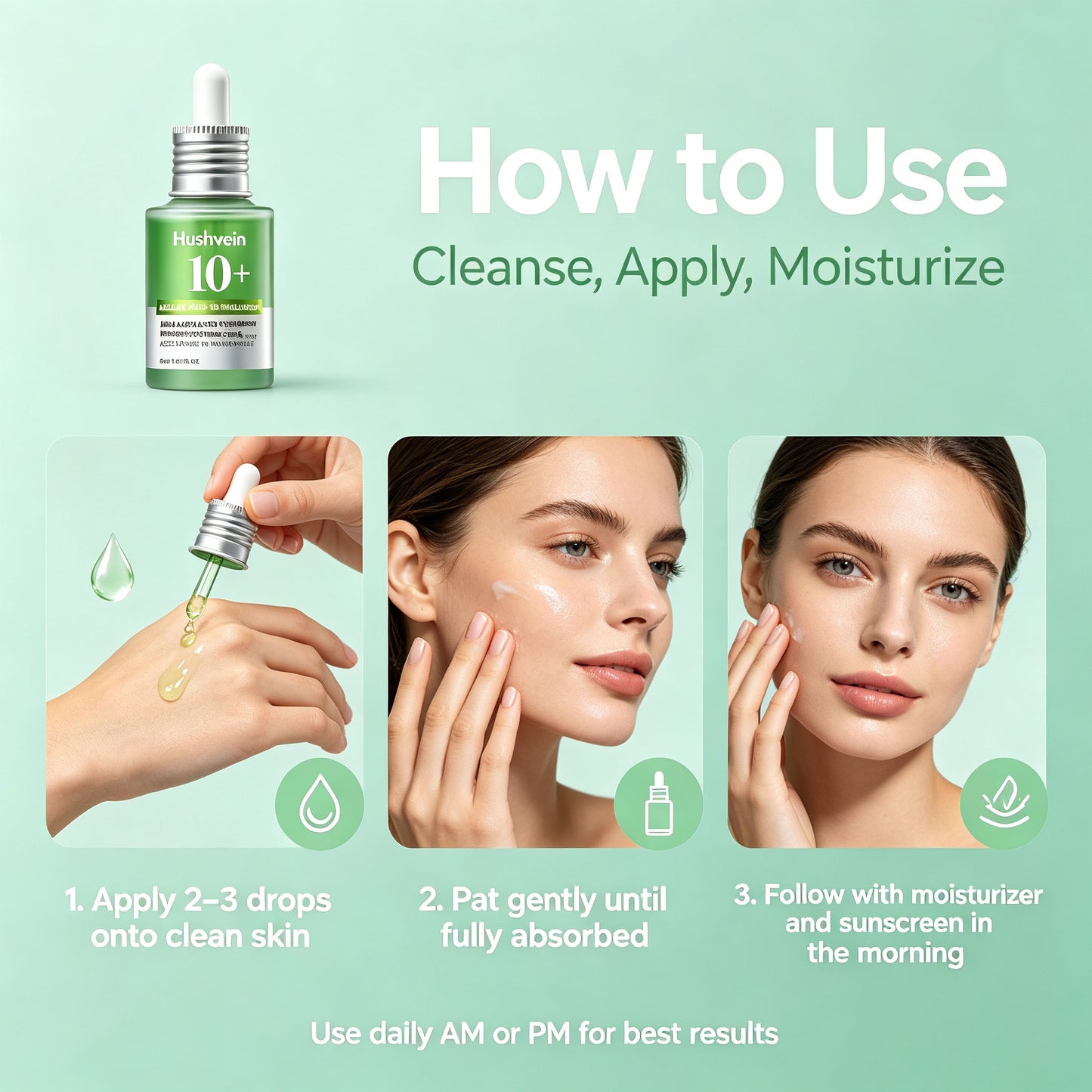 Hushvein 10% Azelaic Acid & Hyaluronic Acid Soothing & Redness-Relief Serum 30ml (1.01 fl.oz.) | Specially formulated for acne-prone and oily skin—soothes, reduces redness; suitable for sensitive and acne-prone skin
