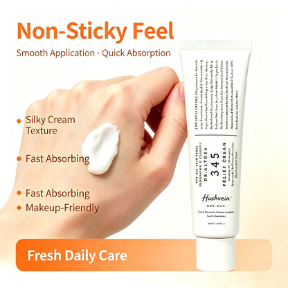 Hushvein 345 Relief Cream, 1.69 Fl Oz (Ver.2 - Pack of 1) | PDRN, Hyaluronic Acid for Instant Hydration, Blemish, Post-Acne Vegan Face Moisturizer with Centella, Non-comedogenic