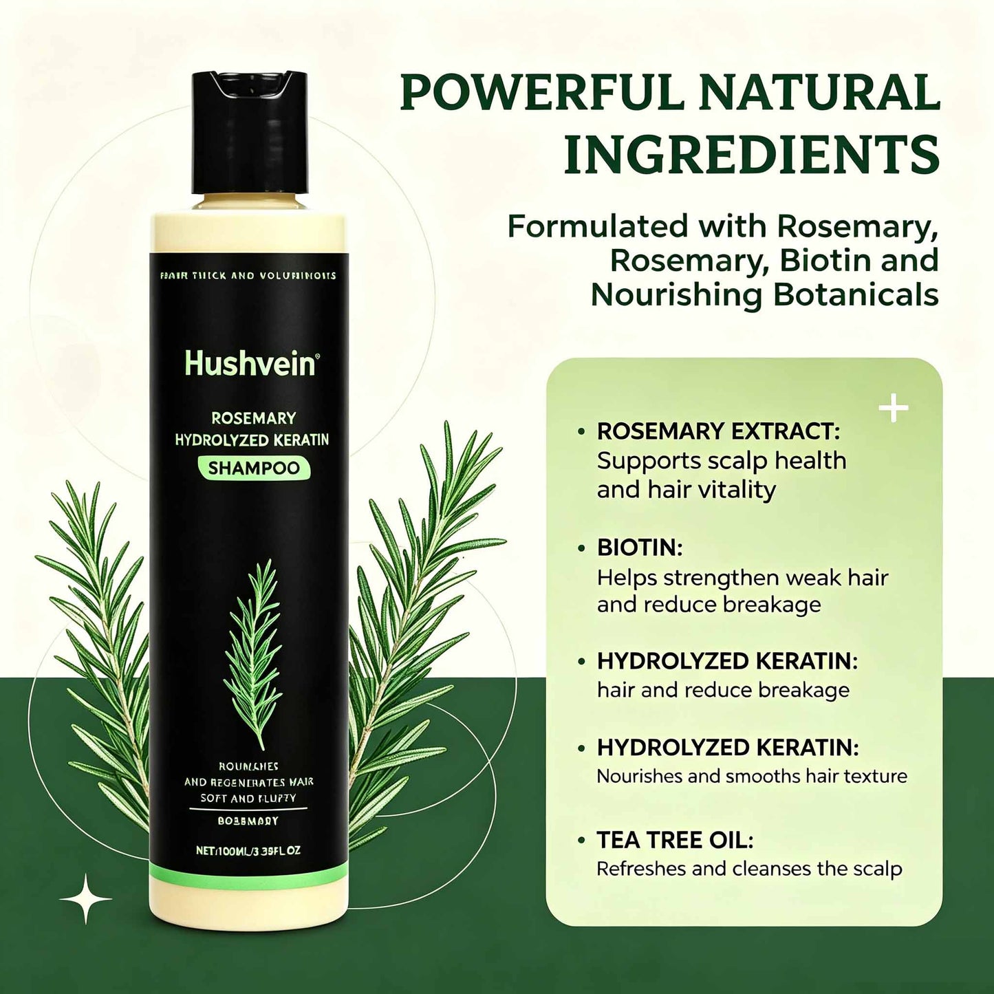 Hushvein Rosemary Shampoo for Men & Women – Clinically Proven to Reduce Thinning & Boost Growth
