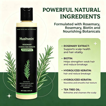 Hushvein Rosemary Shampoo for Men & Women – Clinically Proven to Reduce Thinning & Boost Growth
