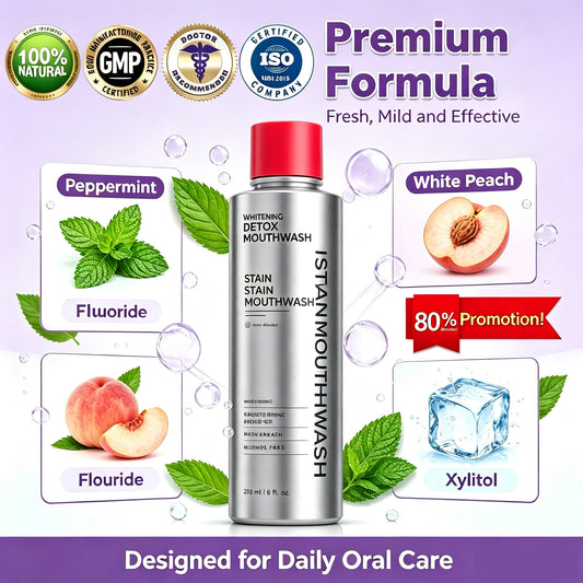Hushvein Bright White Mouthwash——FDA-approved，Gentle whitening & revealing your brighter smile.