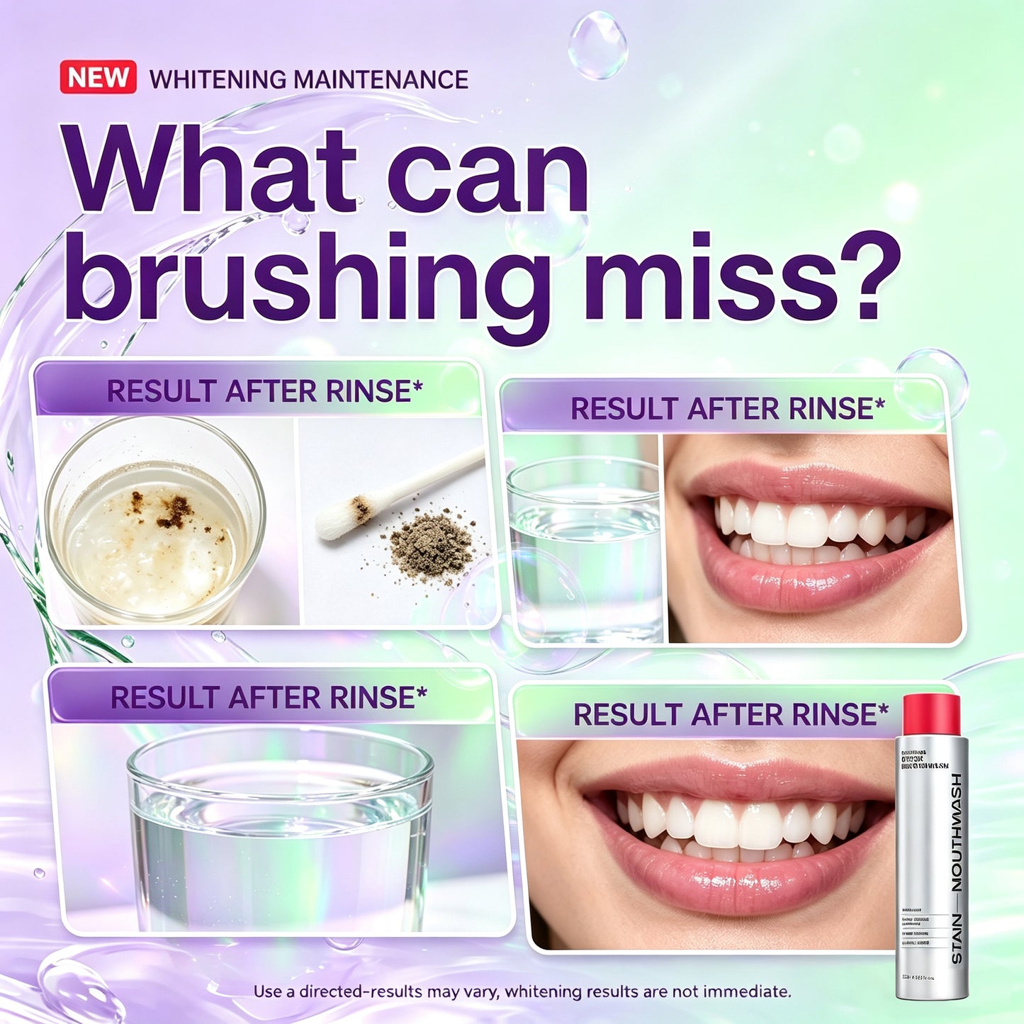 Hushvein Bright White Mouthwash——FDA-approved，Gentle whitening & revealing your brighter smile.