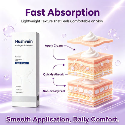 Hushvein Roller Massage Neck Cream Collagen & Hyaluronic Acid | Firms Neck, Reduces Wrinkles