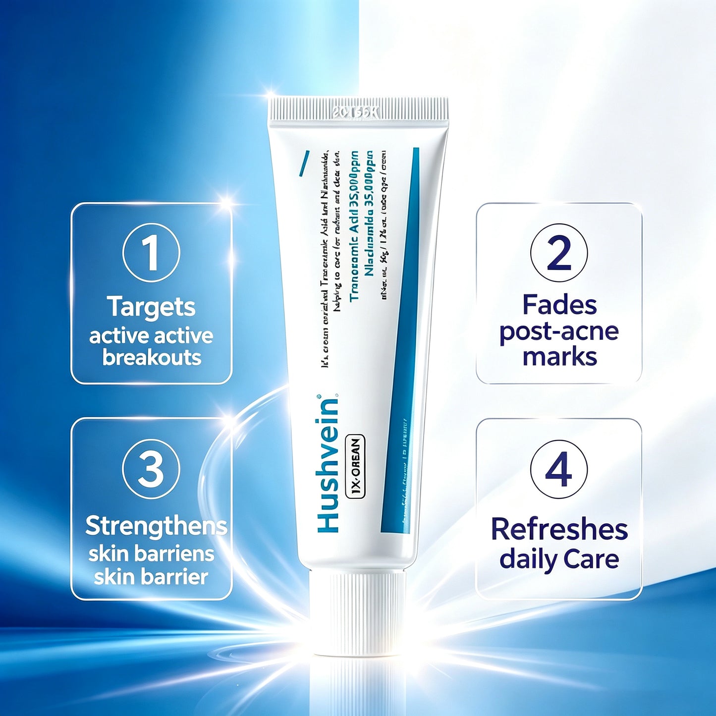 Hushvein TX Cream 50ml, Tranexamic Acid & Niacinamide Dark Spot & Hyperpigmentation Care– Fades Breakouts & Restores Skin