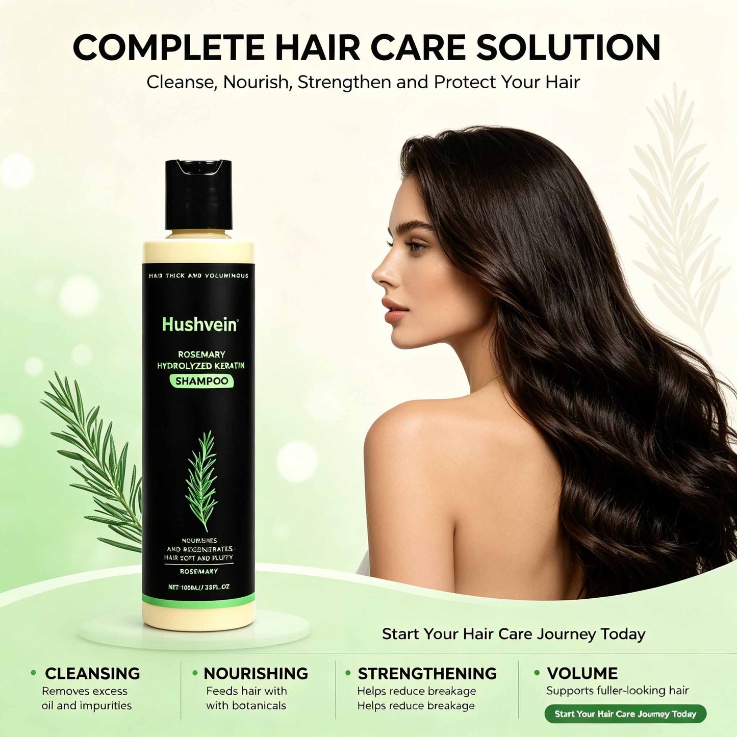Hushvein Rosemary Shampoo for Men & Women – Clinically Proven to Reduce Thinning & Boost Growth