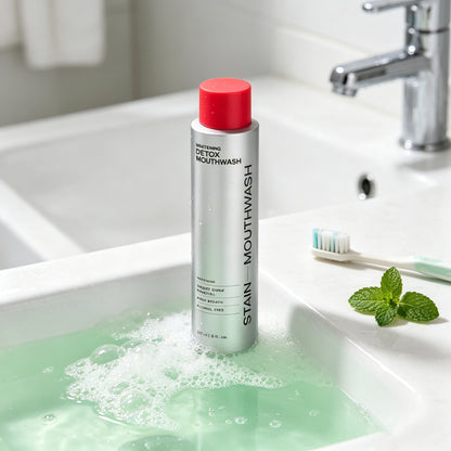 Hushvein Bright White Mouthwash——FDA-approved，Gentle whitening & revealing your brighter smile.
