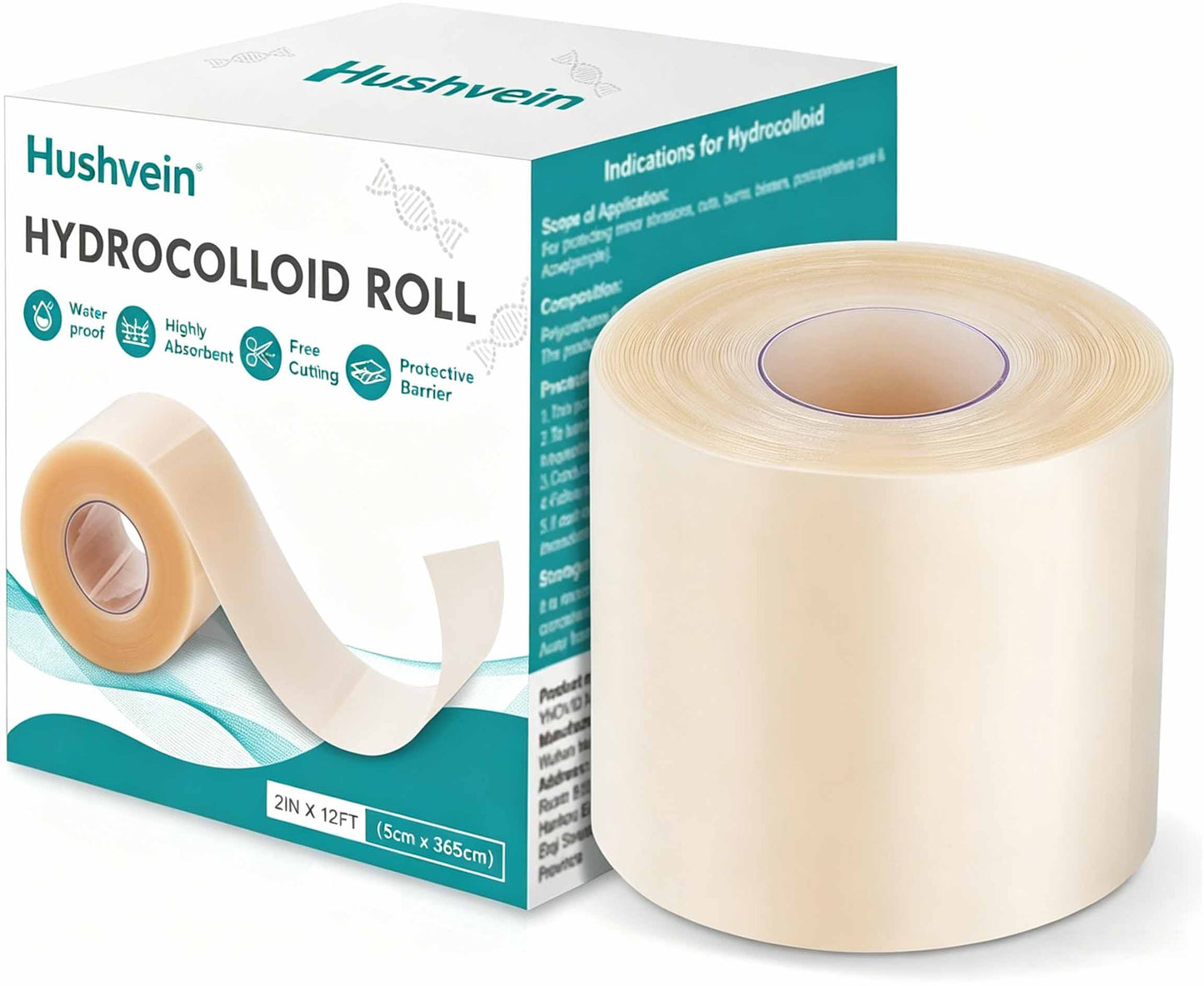 Hushvein Medical-Grade Hydrocolloid Dressing Roll – Highly absorbent and waterproof; suitable for treating burns, blisters, and acne; a first-aid kit essential.