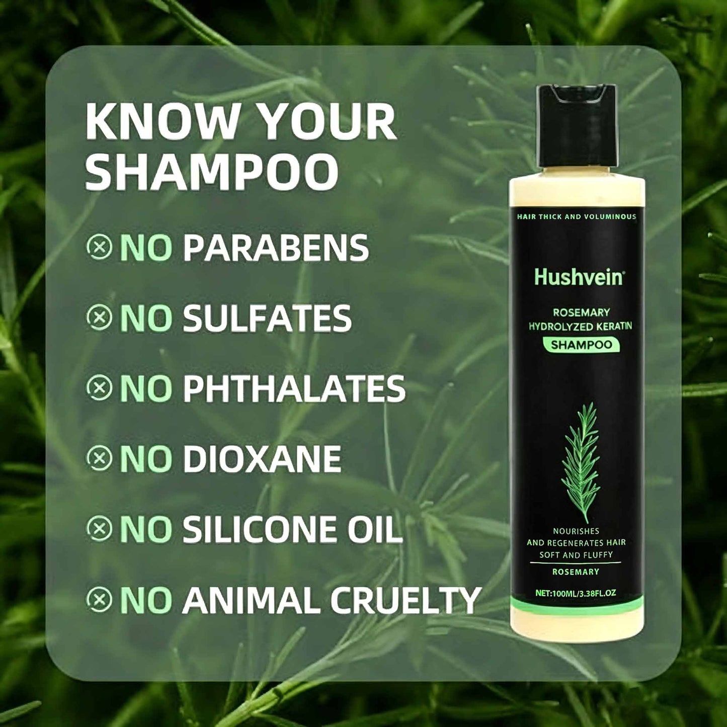 Hushvein Rosemary Shampoo for Men & Women – Clinically Proven to Reduce Thinning & Boost Growth