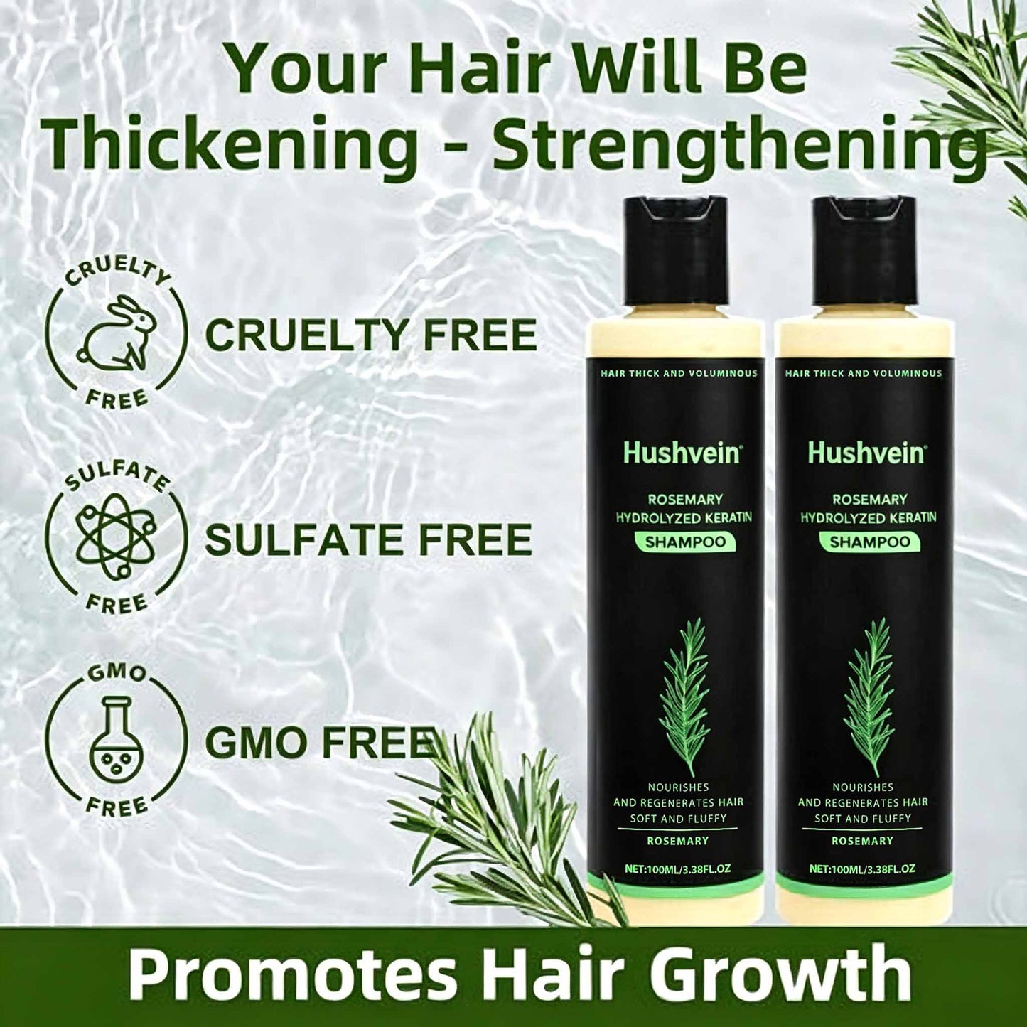 Hushvein Rosemary Shampoo for Men & Women – Clinically Proven to Reduce Thinning & Boost Growth