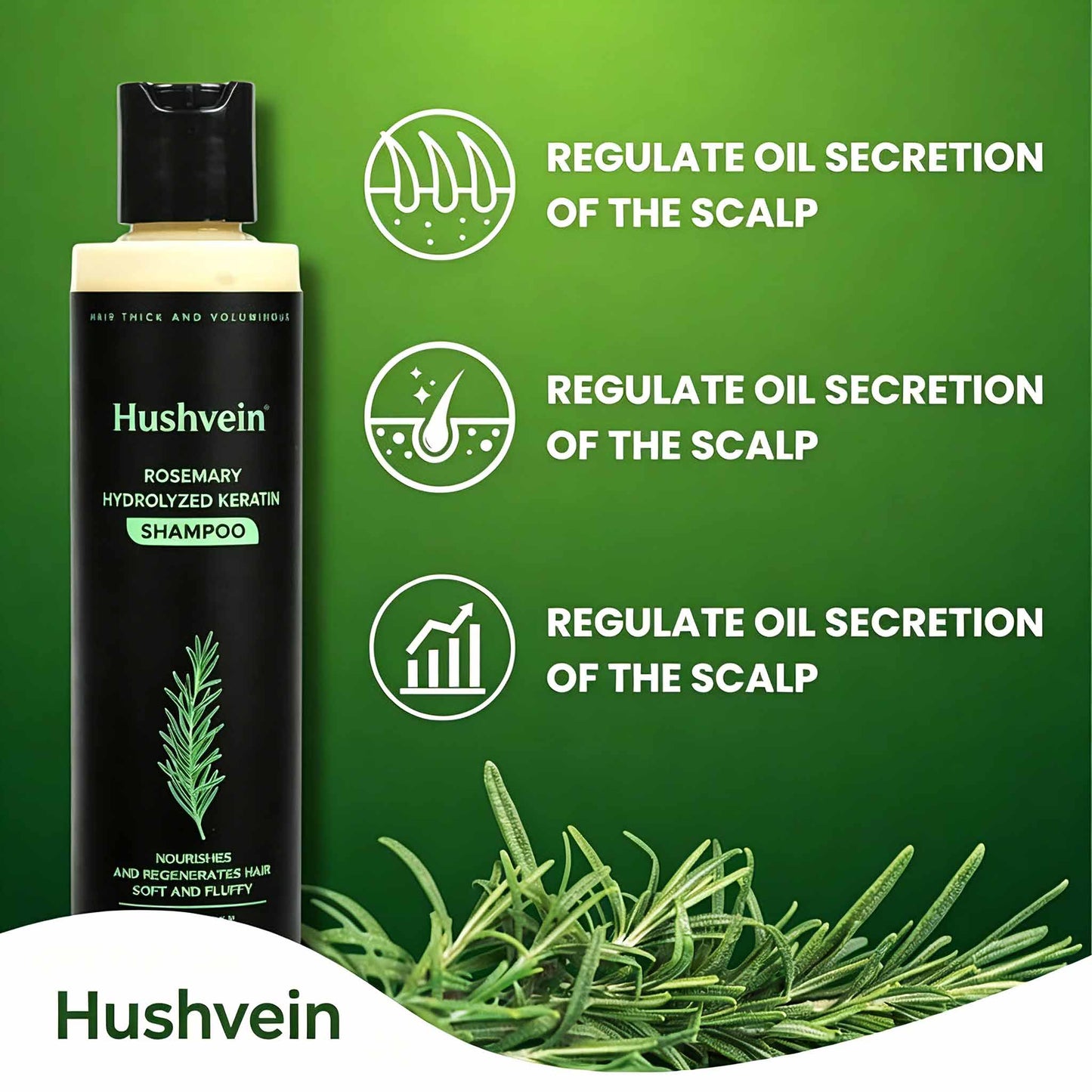 Hushvein Rosemary Shampoo for Men & Women – Clinically Proven to Reduce Thinning & Boost Growth