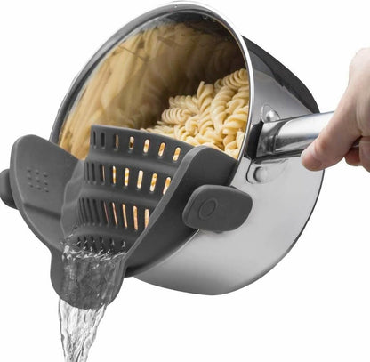 Silicone Clip-On Strainer – Pasta Strainer for Various Pots – Heat-Resistant Colander for Vegetables and Noodles