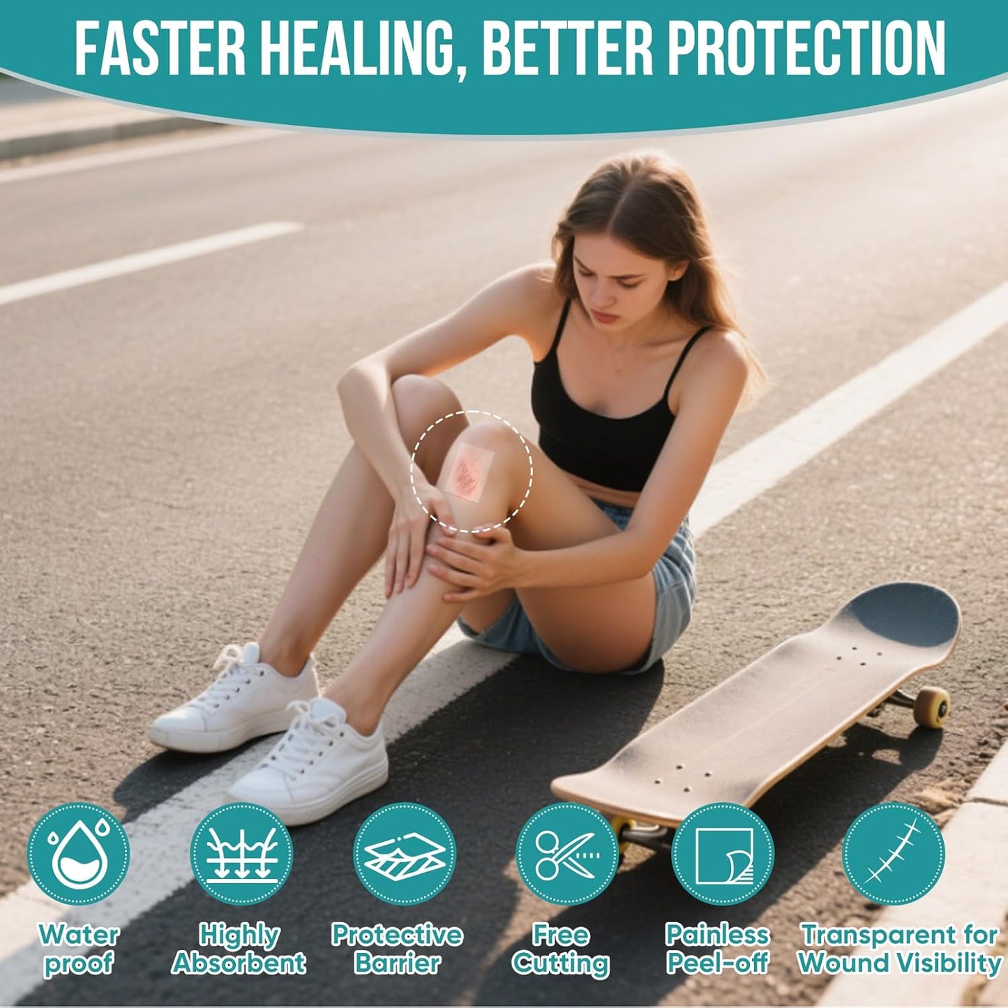 Hushvein Medical-Grade Hydrocolloid Dressing Roll – Highly absorbent and waterproof; suitable for treating burns, blisters, and acne; a first-aid kit essential.