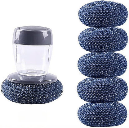 Soap Dispense Palm Scrub dishwashing Kitchen Scrubber Press Automatic Liquid wash Pot ，Small Dish Brush(PET)