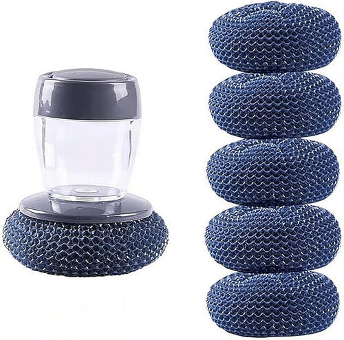 Soap Dispense Palm Scrub dishwashing Kitchen Scrubber Press Automatic Liquid wash Pot ，Small Dish Brush(PET)
