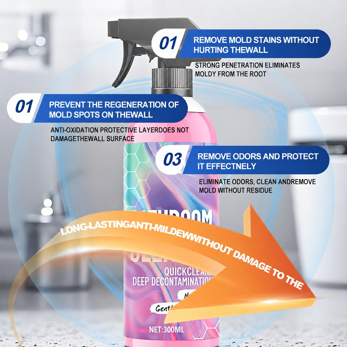 ✨✨ Bathroom Cleaner: Sparkle in Seconds, No Harsh Fume