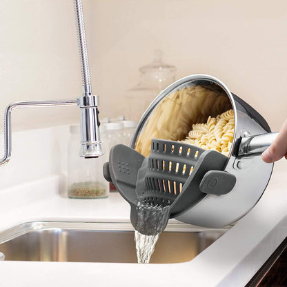 Silicone Clip-On Strainer – Pasta Strainer for Various Pots – Heat-Resistant Colander for Vegetables and Noodles