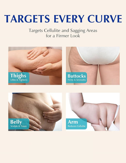 Hushvein Tightening Burn Gold Massage Cream& 15-Day Fast-Acting Anti Cellulite Sculpting | Cryo Thermo cellulite remover for legs ,Belly & Arm| WELLENESS，Refreshing Formula | Unisex Body Contouring Treatment for Men & Women |200 G