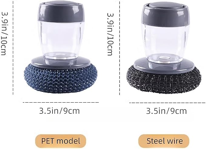 Soap Dispense Palm Scrub dishwashing Kitchen Scrubber Press Automatic Liquid wash Pot ，Small Dish Brush(PET)