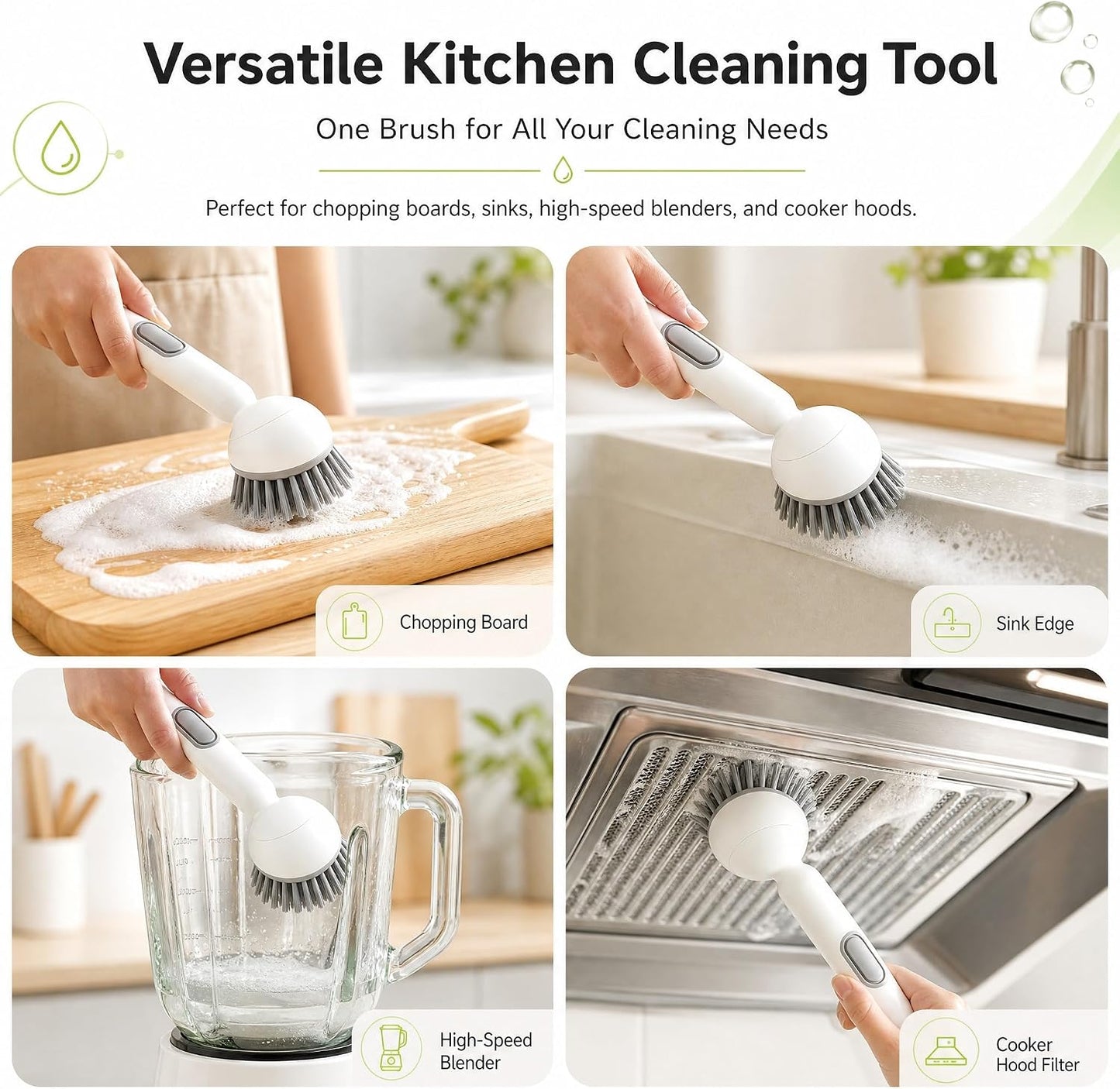 360° Rotating Dish Brush with Soap Dispenser – Non-Slip Long-Handle Kitchen Cleaning Brush