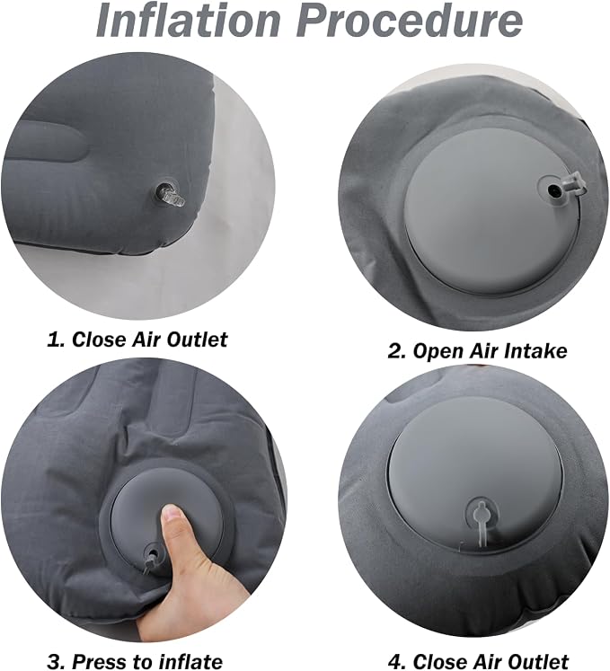 Inflatable Camping Pillow, Ultralight Travel Air Pillows for Camping (Grey)