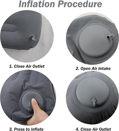 Inflatable Camping Pillow, Ultralight Travel Air Pillows for Camping (Grey)