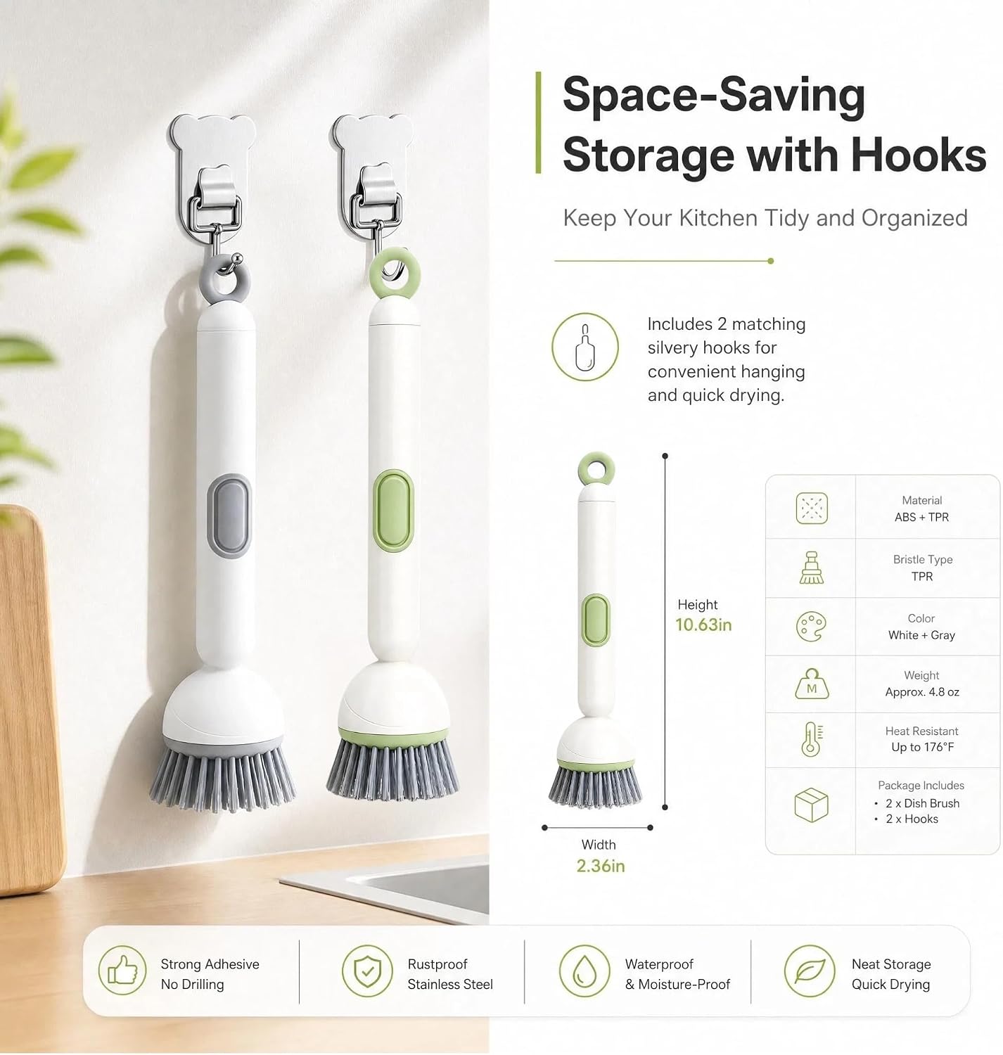 360° Rotating Dish Brush with Soap Dispenser – Non-Slip Long-Handle Kitchen Cleaning Brush