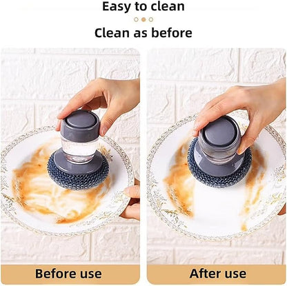 Soap Dispense Palm Scrub dishwashing Kitchen Scrubber Press Automatic Liquid wash Pot ，Small Dish Brush(PET)