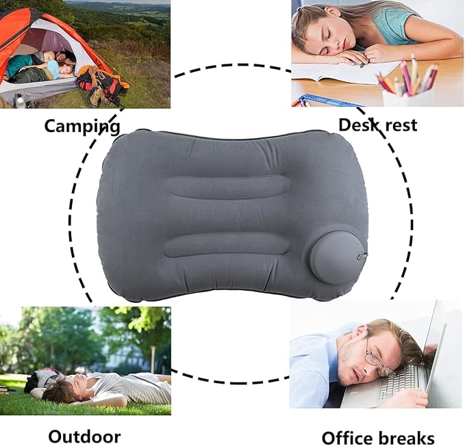 Inflatable Camping Pillow, Ultralight Travel Air Pillows for Camping (Grey)
