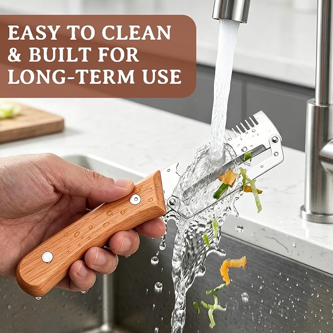 2 Pcs Multi-Functional Vegetable Peeler, Stainless Steel Thickened Fruit Peeler Knife with Wooden Handle & Bottle Opener, 2-in-1/3-in-1 Kitchen Tool for Home Cooking
