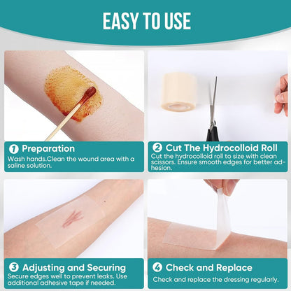 Hushvein Medical-Grade Hydrocolloid Dressing Roll – Highly absorbent and waterproof; suitable for treating burns, blisters, and acne; a first-aid kit essential.