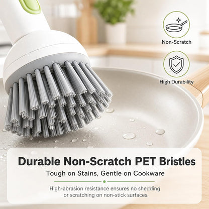 360° Rotating Dish Brush with Soap Dispenser – Non-Slip Long-Handle Kitchen Cleaning Brush