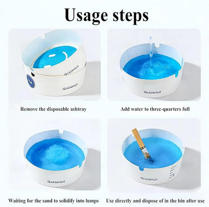Disposable Ashtray – Features self-extinguishing sand and a no-rinse foaming agent.