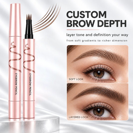 🔥🖤 Waterproof Eyebrow Pencil with 4-Prong Tip | Ultra-Fine Lines for Natural Hair-Like Effect 💗