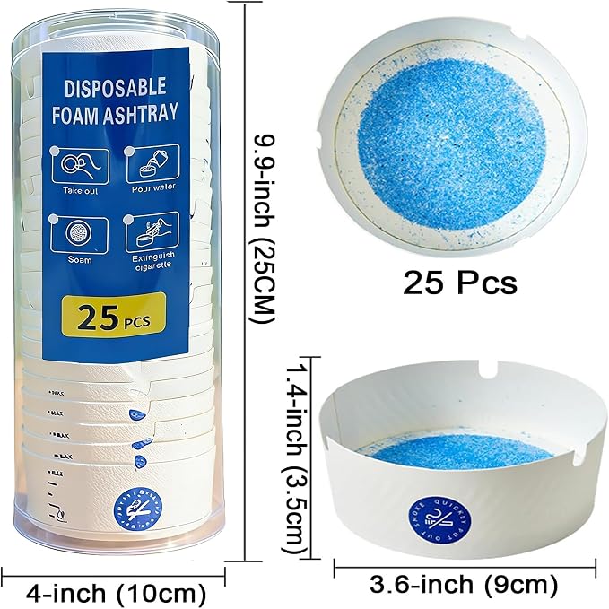 Disposable Ashtray – Features self-extinguishing sand and a no-rinse foaming agent.