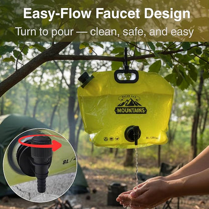 Collapsible Water Container 8L/2.1 Gallon Camping Water Jug with Adjustable Faucet, Leakproof BPA Free Food Grade Water Bag for Camping Backpack Hiking Emergency Prep