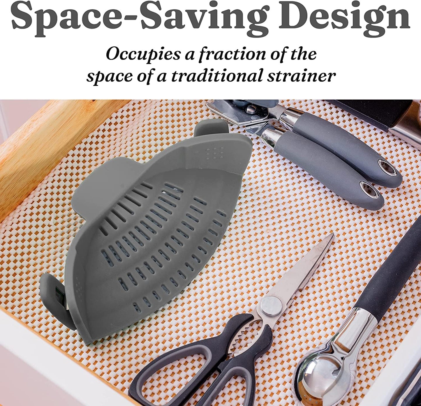 Silicone Clip-On Strainer – Pasta Strainer for Various Pots – Heat-Resistant Colander for Vegetables and Noodles