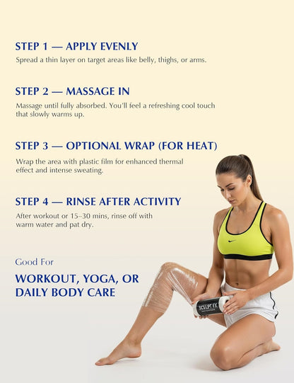 Hushvein Tightening Burn Gold Massage Cream& 15-Day Fast-Acting Anti Cellulite Sculpting | Cryo Thermo cellulite remover for legs ,Belly & Arm| WELLENESS，Refreshing Formula | Unisex Body Contouring Treatment for Men & Women |200 G
