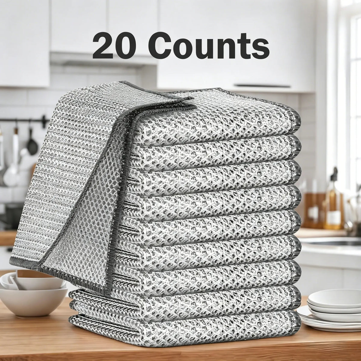 🏡10 Counts Dishwashing Rags, Wet and Dry Use, Multipurpose Non-Scratch Wire Dishcloths for Kitchen Cleaning