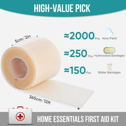 Hushvein Medical-Grade Hydrocolloid Dressing Roll – Highly absorbent and waterproof; suitable for treating burns, blisters, and acne; a first-aid kit essential.